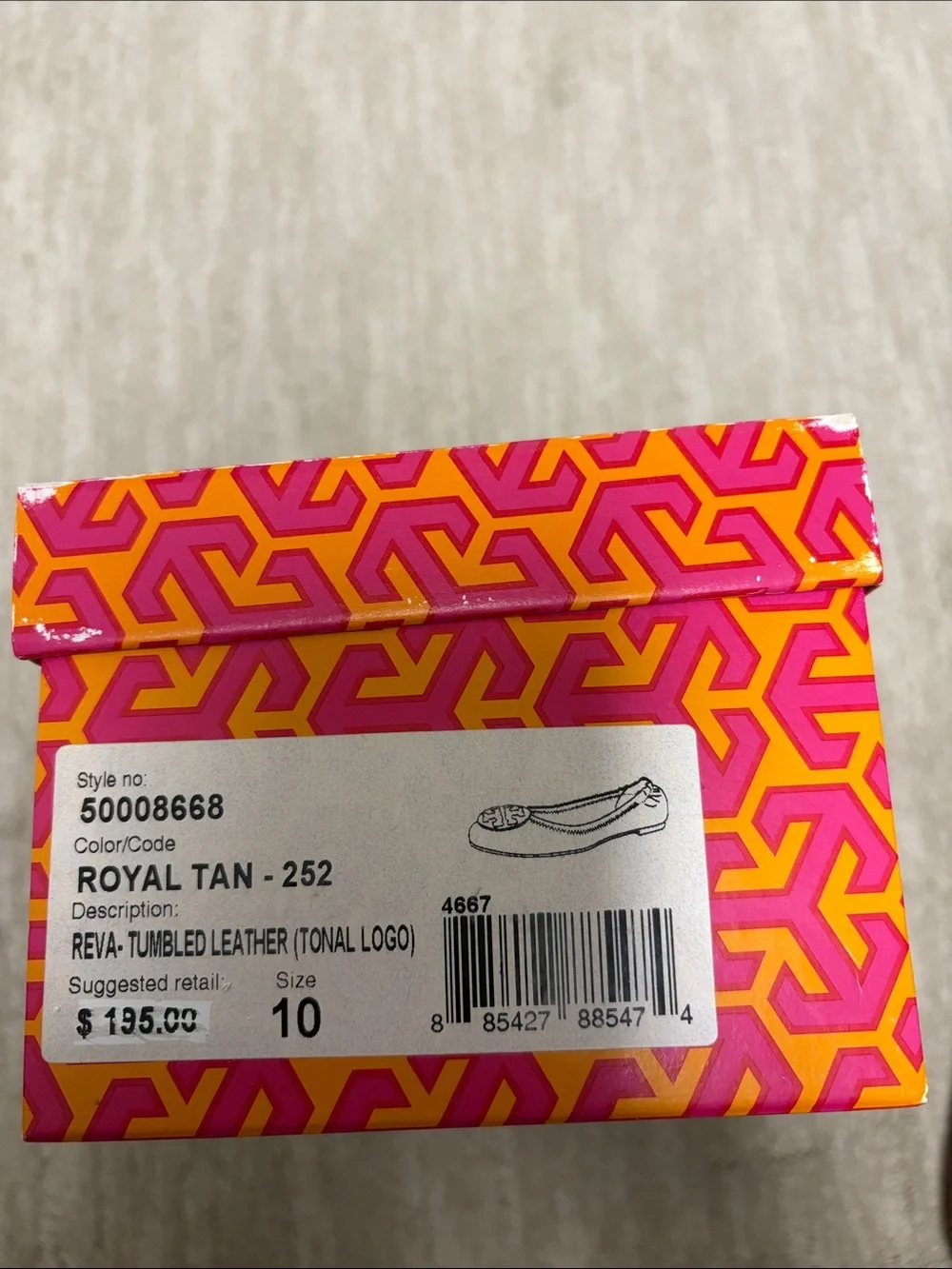 Tory Burch Tan Reva With Leather Logo Ballet Flats